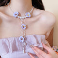 Spring Floral Faux Pearl Necklace Sweet Pastoral Collarbone Chain 2026 New Niche Design view 1