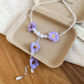 Spring Floral Faux Pearl Necklace Sweet Pastoral Collarbone Chain 2026 New Niche Design view 2