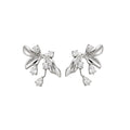 Sparkling Rhinestone Flower Stud Earrings, Alloy Metal Light Luxury Designer Jewelry view 5