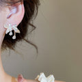 Sparkling Rhinestone Flower Stud Earrings, Alloy Metal Light Luxury Designer Jewelry view 3