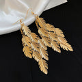European American Iron Metal Leaf Hook Earrings, Fashion Statement Niche Design Jewelry view 4
