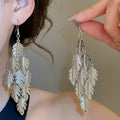 European American Iron Metal Leaf Hook Earrings, Fashion Statement Niche Design Jewelry view 3