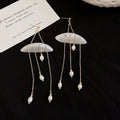 2026 Shell Pearl Tassel Earrings For Women, Long Geometric Resort Style Statement Drop Earrings view 2