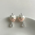 Cream Strawberry Zircon Copper Stud Earrings For Women Cute Sweet Fruit Jewelry view 1