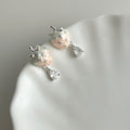 Cream Strawberry Zircon Copper Stud Earrings For Women Cute Sweet Fruit Jewelry view 3