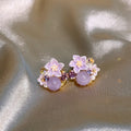 Purple Crystal Flower Resin Stud Earrings For Women Sweet Light Luxury Spring Summer Jewelry view 2