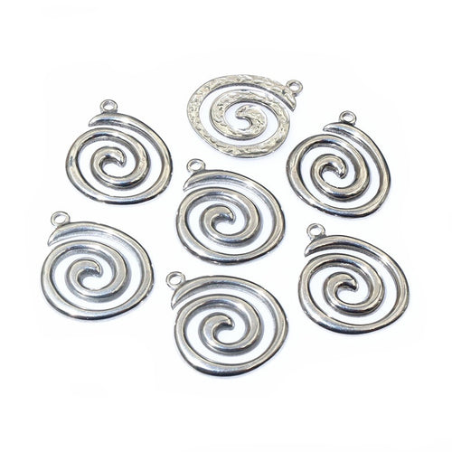 23x20mm Vacuum Stainless Steel Spiral Swirl Mosquito Coil Pendant For DIY Necklace Earrings