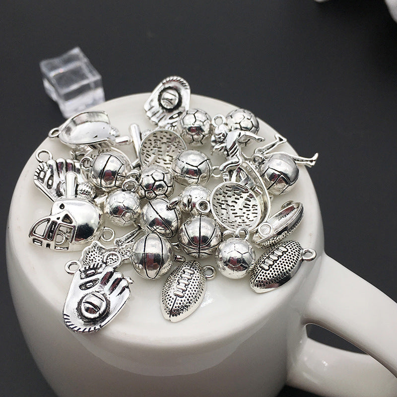 Vintage Zinc Alloy Soccer Basketball Volleyball Baseball Football Helmet Charm Pendants