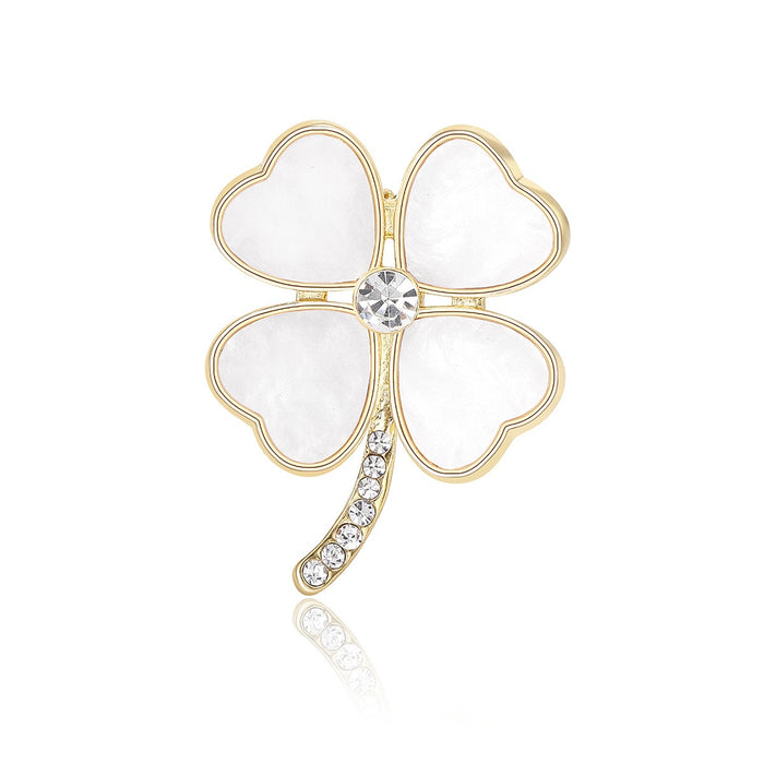 Alloy Shell Clover Brooch Scarf Buckle Pin For Clothing