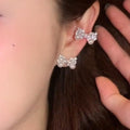 Sweet Pearl Bow Rhinestone Copper Clip-on Earrings For Women Light Luxury Minimalist Ear Cuffs view 2