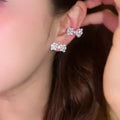 Sweet Pearl Bow Rhinestone Copper Clip-on Earrings For Women Light Luxury Minimalist Ear Cuffs view 3