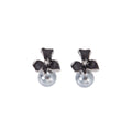 Elegant French Style Alloy Enamel Flower Studs With Rhinestone Center And Faux Pearl Drop Earrings view 5