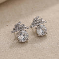 Elegant Korean Rhinestone Ribbon Bow With Sparkling Round Zircon Drop Luxury Commuter Stud Earrings view 4