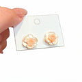 Peach White Tea Pink Camellia Resin Flower Stud Earrings Sweet Elegant Niche Design For Women view 5
