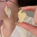 18K Gold Plated Metal Geometric Crinkle Stud Earrings With Silver Pins For Women view 3