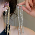Copper Geometric Tassel Clip-on Earrings, Long European Style Luxury Ear Cuffs view 3