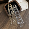 Copper Geometric Tassel Clip-on Earrings, Long European Style Luxury Ear Cuffs view 4