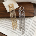 Copper Geometric Tassel Clip-on Earrings, Long European Style Luxury Ear Cuffs view 2