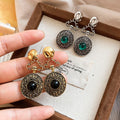 French Vintage Acrylic Geometric Round Stud Earrings With Silver Pins view 2