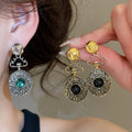French Vintage Acrylic Geometric Round Stud Earrings With Silver Pins view 1