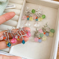 Geometric Glass Tassel Drop Earrings Korean Sweet Round Dopamine Style Silver Needle Jewelry view 2