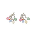 Geometric Glass Tassel Drop Earrings Korean Sweet Round Dopamine Style Silver Needle Jewelry view 5
