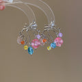 Geometric Glass Tassel Drop Earrings Korean Sweet Round Dopamine Style Silver Needle Jewelry view 4