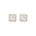 Alloy Silver Needle Rhinestone Flower Rhombus Hollow Stud Earrings Light Luxury Niche Style Jewelry view 5