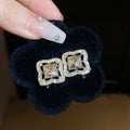 Alloy Silver Needle Rhinestone Flower Rhombus Hollow Stud Earrings Light Luxury Niche Style Jewelry view 2