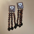 Ethnic Vintage Resin Beaded Tassel Drop Earrings With Round Geometric Long Statement Design view 4