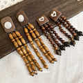 Ethnic Vintage Resin Beaded Tassel Drop Earrings With Round Geometric Long Statement Design view 2