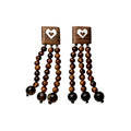 Ethnic Vintage Resin Beaded Tassel Drop Earrings With Round Geometric Long Statement Design view 5