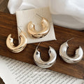 Minimalist Wrinkled C Shape Iron Stud Earrings Geometric Metal Light Luxury Niche Style view 2