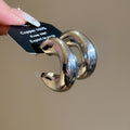 Minimalist Wrinkled C Shape Iron Stud Earrings Geometric Metal Light Luxury Niche Style view 4