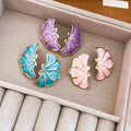 Alloy Floral Oil Drip Stud Earrings With Silver Pins, Fresh Minimalist Light Luxury Design view 4