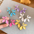 Alloy Enamel Flower Drop Earrings With Silver Pins, Korean Sweet Minimalist Light Luxury Style view 1