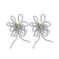 French Sweet Bow Crystal Glass Stud Earrings Elegant Princess Style Versatile Jewelry view 5
