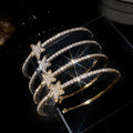 Minimalist Copper Hoop Earrings With Rhinestone Star And Round Pendant For Women view 3