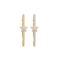 Minimalist Copper Hoop Earrings With Rhinestone Star And Round Pendant For Women view 5