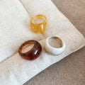 Resin Geometric Ring Jewelry Set With Round Dopamine Design, Niche Minimalist Fashion Finger Rings view 4