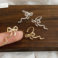 2026 New Fashion OL Alloy Bow Clip-on Earrings For Women, Minimalist No-Piercing Ear Cuff view 4