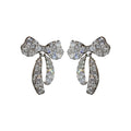 Copper Bow Stud Earrings With Zircon Saturn Circle Design Light Luxury Women's Jewelry view 5