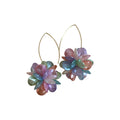 Iridescent Flower Petal Imitation Pearl Drop Earrings, Vacation Style Statement Floral Jewelry view 5