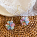 Iridescent Flower Petal Imitation Pearl Drop Earrings, Vacation Style Statement Floral Jewelry view 2