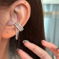 Copper Zircon Pearl Round Clip-on Earrings for Women No-Piercing Fashion OL Ear Cuffs view 4
