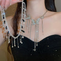 Sparkling Alloy Rhinestone Butterfly Tassel Necklace Old Money Light Luxury Collarbone Choker view 1