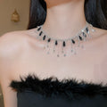 Sparkling Alloy Rhinestone Butterfly Tassel Necklace Old Money Light Luxury Collarbone Choker view 3