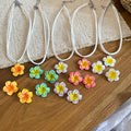Silver Needle Dopamine Flower Earrings And Necklace Jewelry Set Fresh Sweet Vacation Style For Women view 2