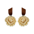 2026 New Carved Resin Flower Stud Earrings Vintage OL Style Niche Designer Ear Jewelry view 5