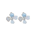 Light Luxury Crystal Flower Faux Pearl Stud Earrings Necklace Jewelry Set For Women view 5
